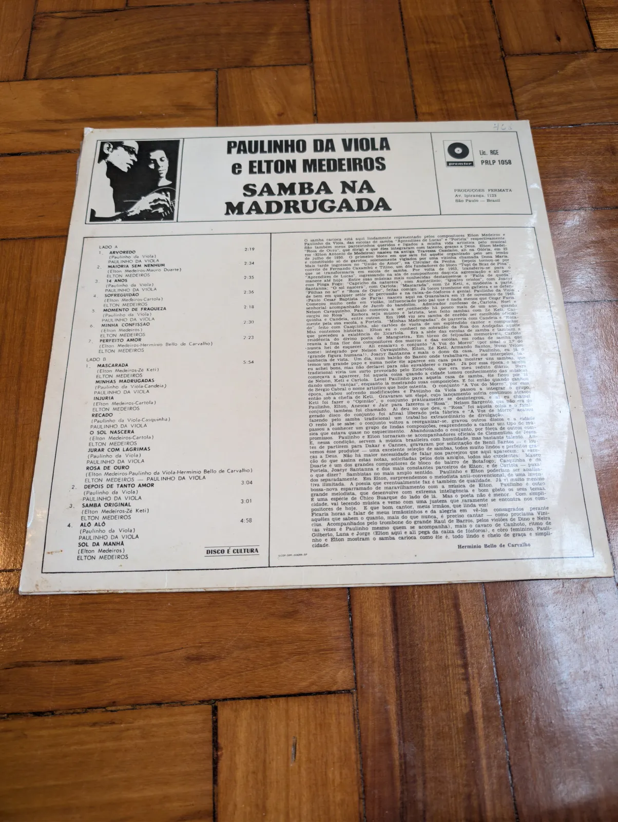 Paulinho da Viola & Elton Medeiros — Samba na Madrugada, back