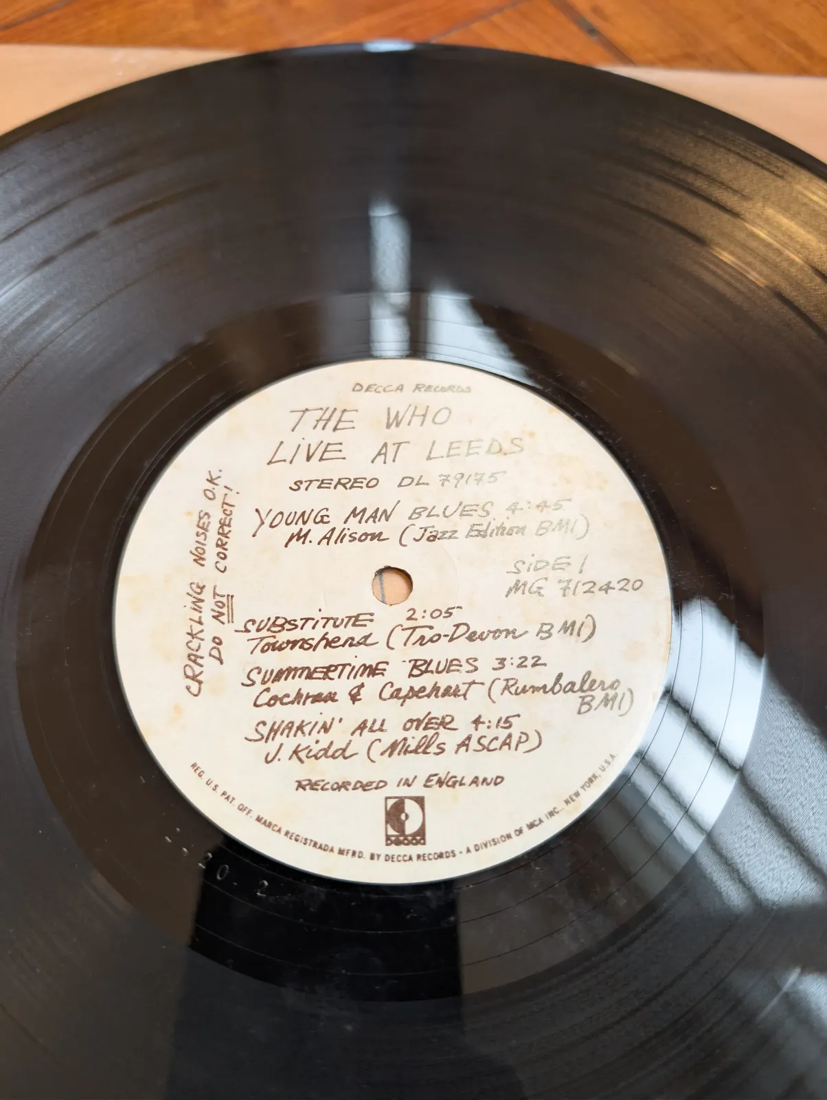 The Who — Live at Leeds, label-a