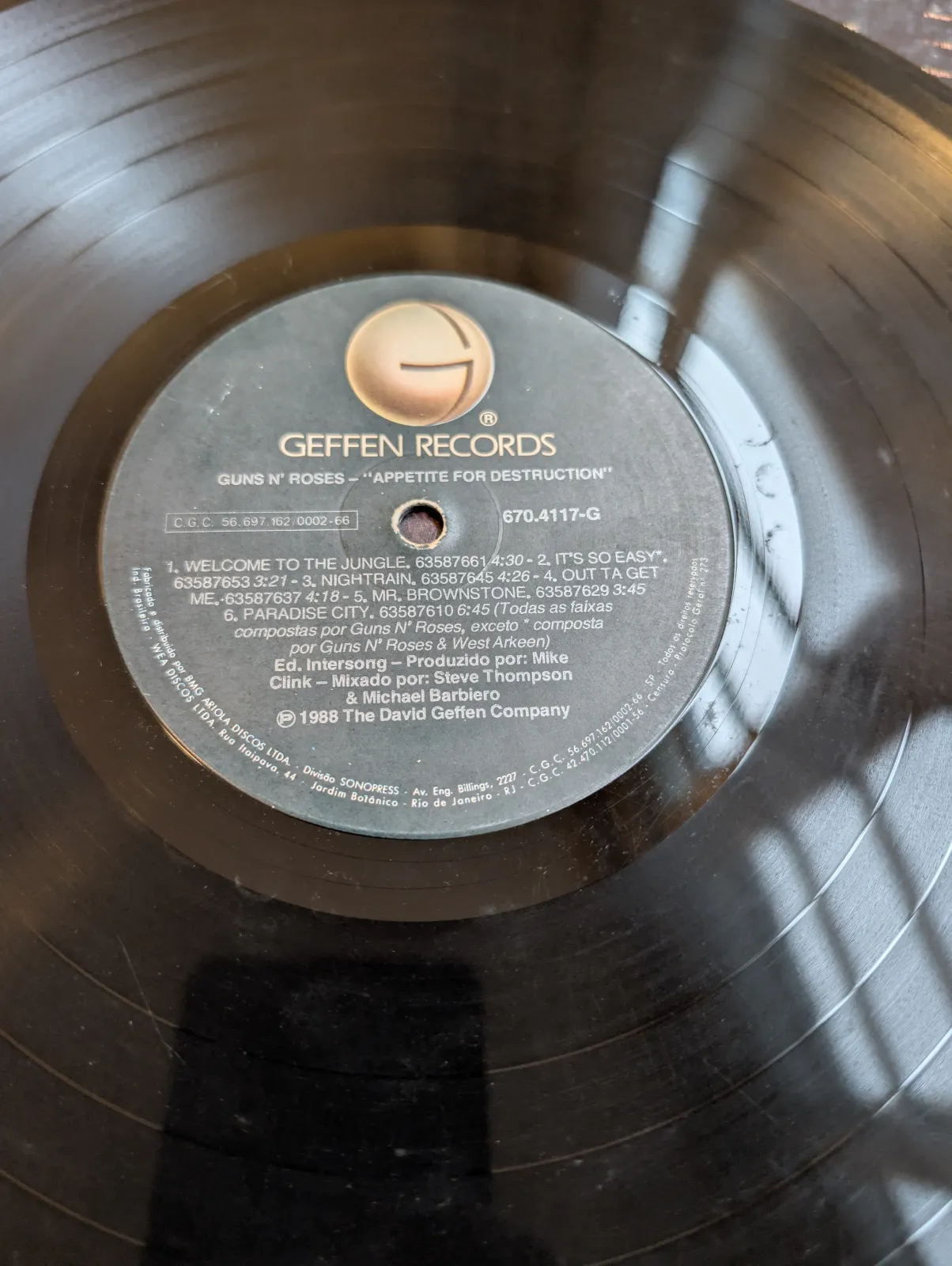 Guns N' Roses — Appetite for Destruction, label-a