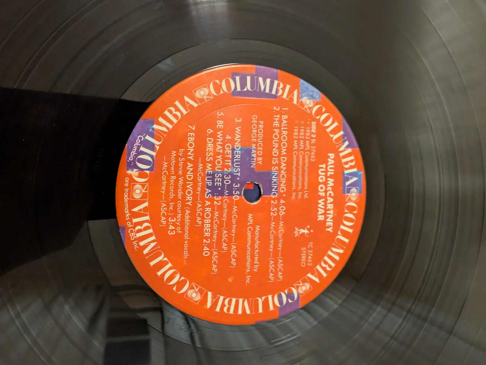 Paul McCartney — Tug of War, label-b