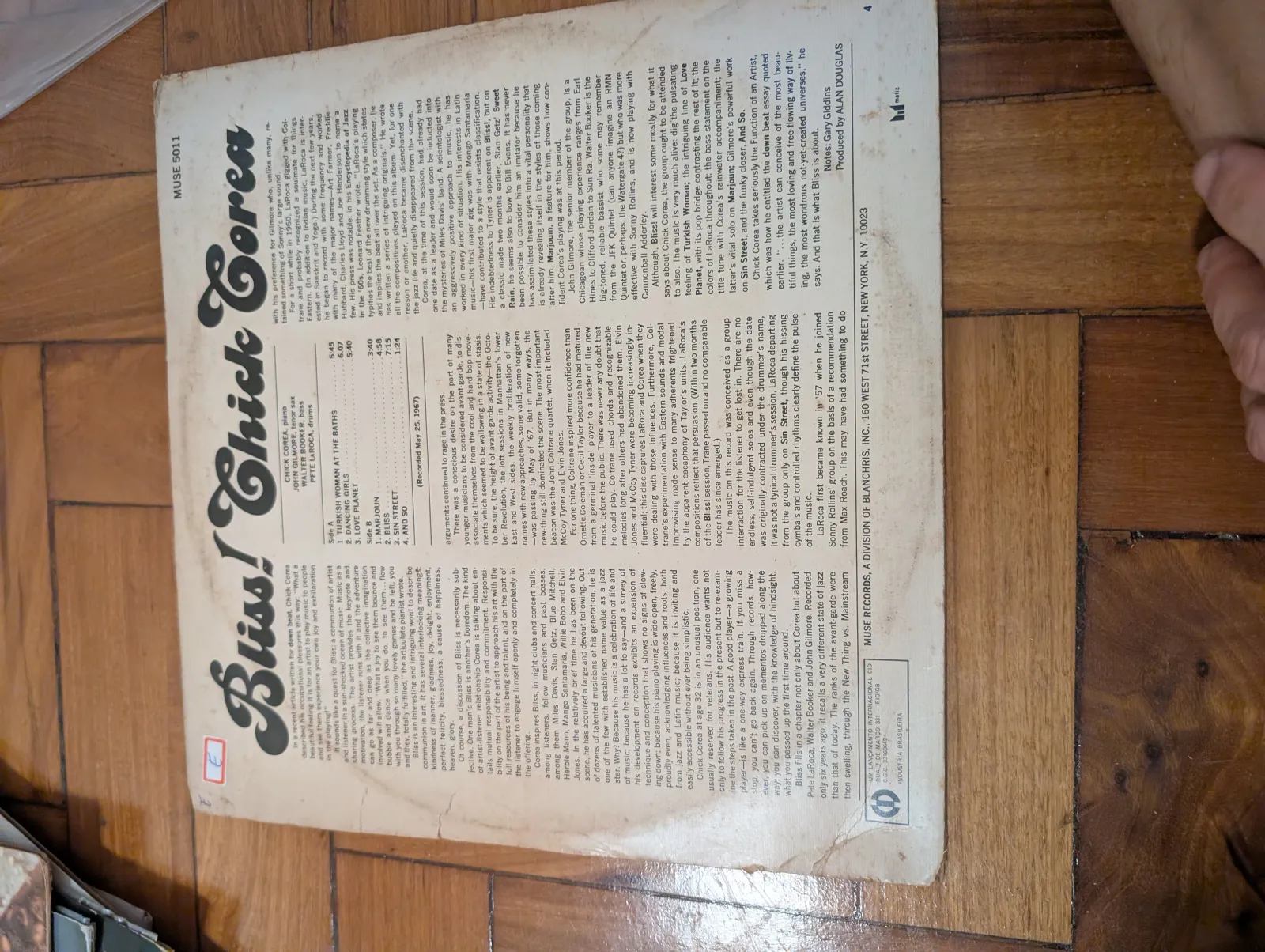 Chick Corea — Bliss!, back