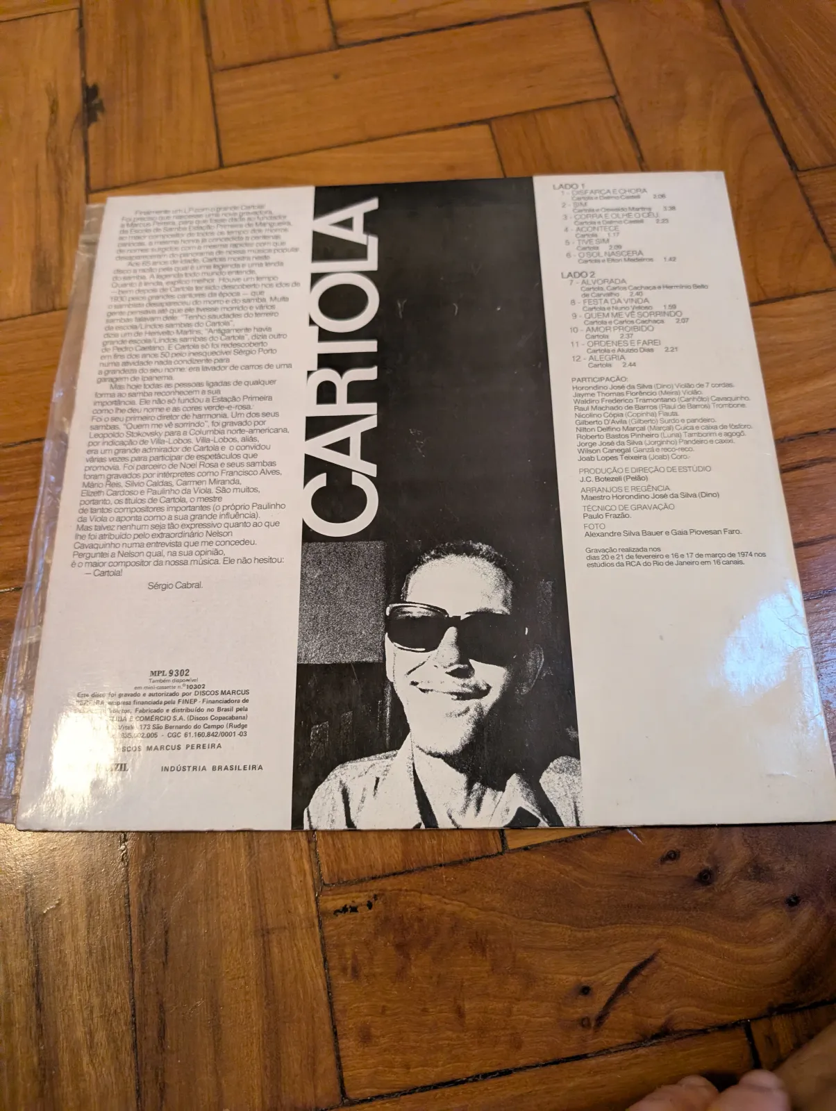 Cartola — Cartola (1974), back